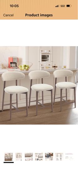 Set of 3 Upholstered Counter Height Bar Stools
