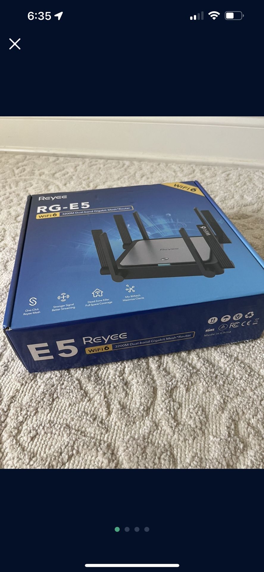 Reyee WiFi 6 Router AX3200 Smart Wi-Fi Mesh Router, High Speed Wireless Router with 8 Omnidirectional Antennas