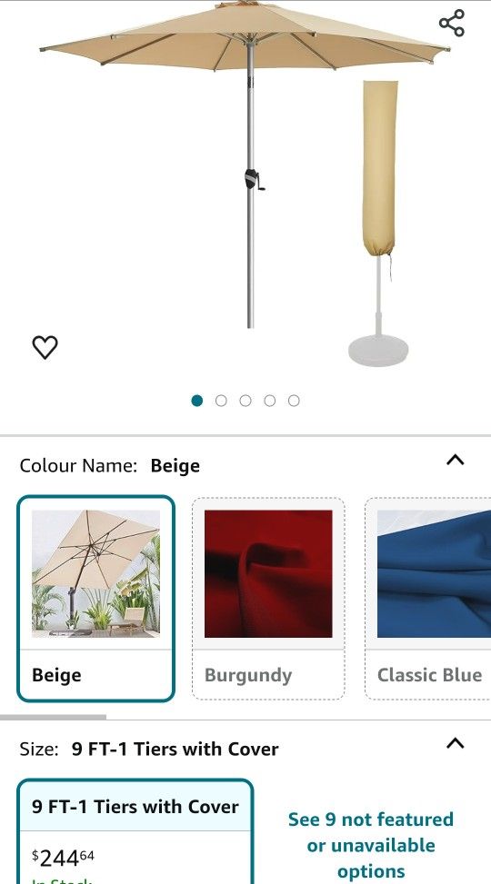 BLUU 9 FT Aluminum Outdoor Patio Umbrella with Cover, 5-YEAR Fade-Resistant Outdoor Market Table Umbrella with Push Button Tilt, for Pool, Deck, Garde