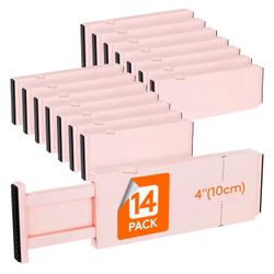 Lifewit 14 Pack Drawer Dividers 4" High, 11-17" Adjustable Drawer Organizers for Clothes, Expandable Dresser Separators in Bedroom/Bathroom/Kitchen/Fr