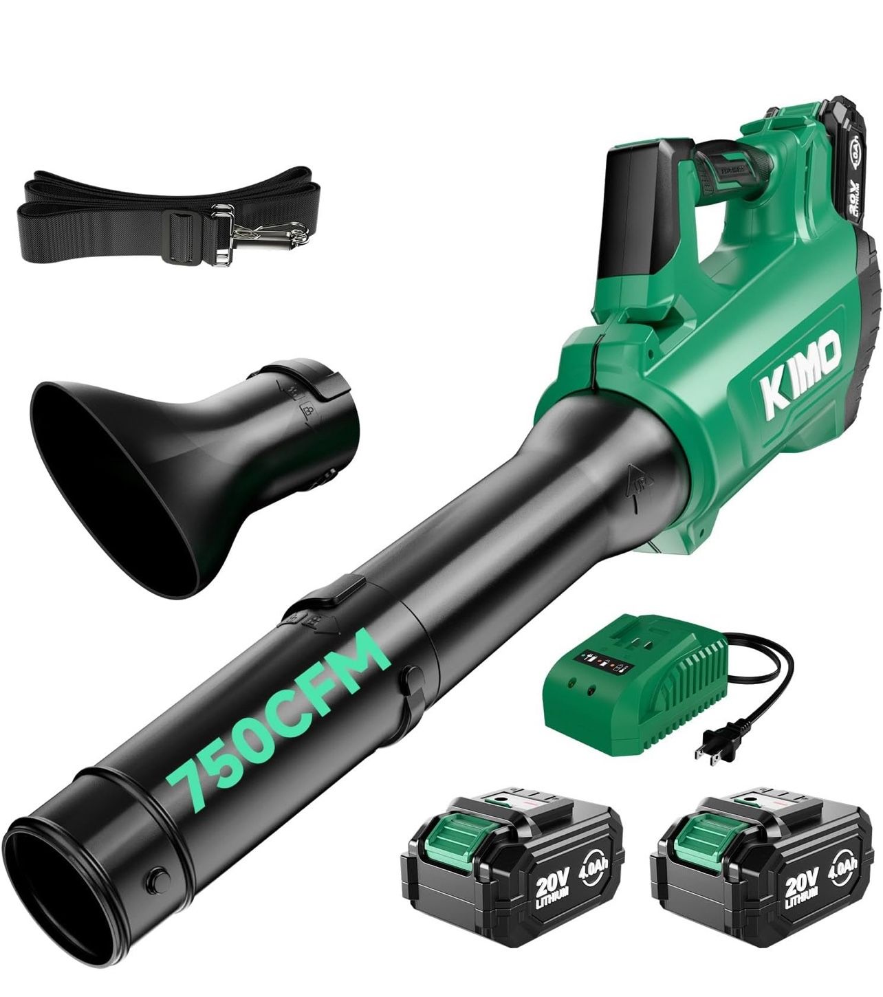Cordless Leaf Blower with Battery and Charger, 750CFM 220MPH, 4 Speeds w/Turbo Mode, Brushless Motor, 3 Extended Tube, 2x4.0Ah Battery Powered Leaf Bl