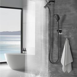 12 Inch Rain Shower Head - High Pressure Shower Head, Dual Shower Heads with 8 Modes Handheld Spray Combo
