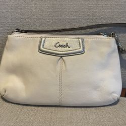 Vintage White Coach Wristlet Bag