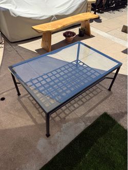 Large Metal and Glass Coffee Table