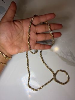 30” 14K  Figaro Rope Chain Necklace