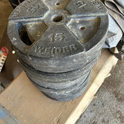 3 pairs of 15 pound barbell weights