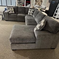 Contemporary Ballinasloe Smoke Gray U Shaped Sectional Couch With Chaise 