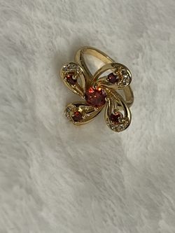 Red & Gold Flower Ring