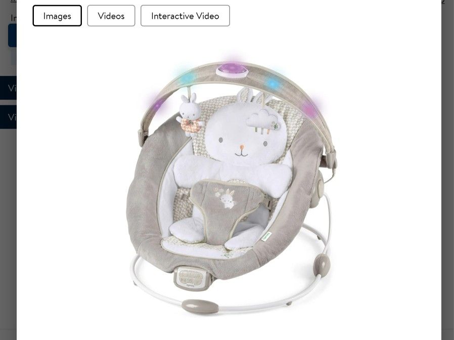 InLighten by Ingenuity Twinkle Tails Vibrating Infant Baby Bouncer with Lightning Toy Bar and Pillow