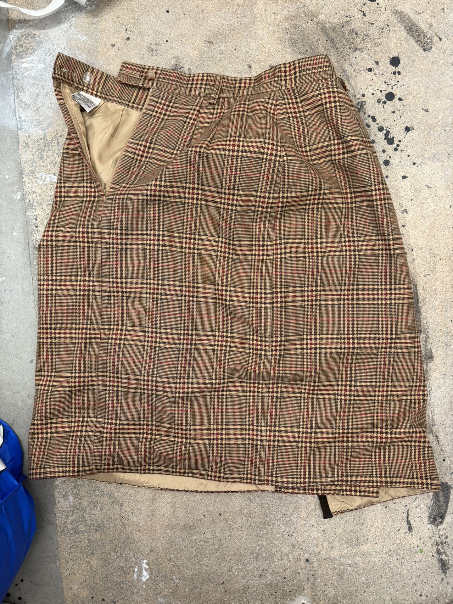 Vintage Plaid Pencil Skirt