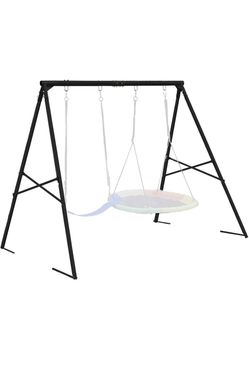 Swing Stand Metal Frame for Backyard, Heavy Duty Full Steel A-Frame with Ground Stakes, Fits 2 Swings Extra Large Outdoor 550lbs (Black)