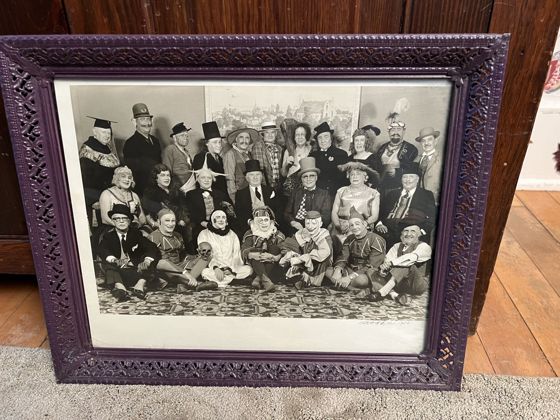 Unusual 1958 Framed Men in Costumes Photograph