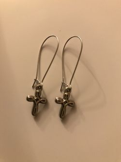 Silver cross earrings