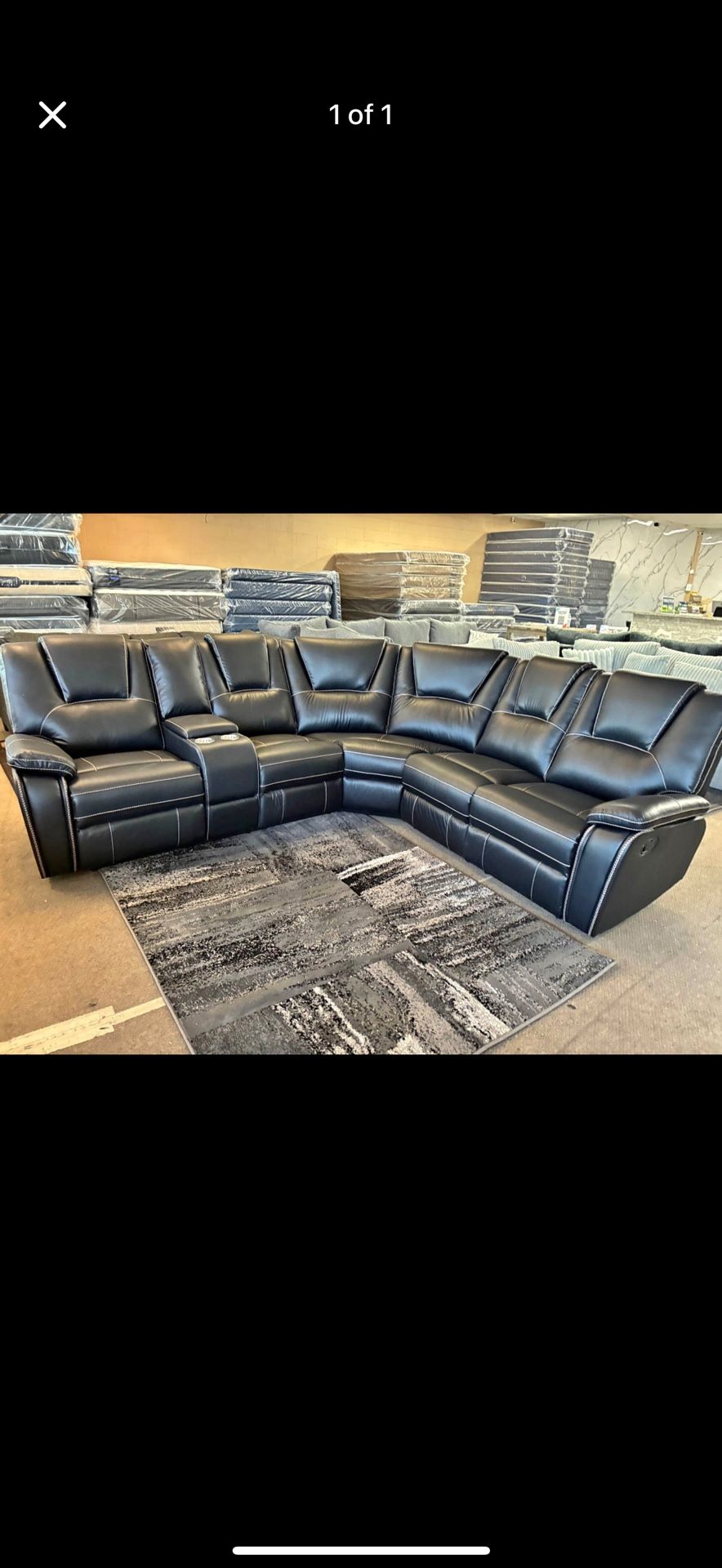 BRAND NEW SECTIONAL RECLINER BLACK NUEVO SILLON SECCIONAL RECLINABLE COLOR NEGRO