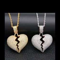 heartless pendant with 18k gold plated rope chain