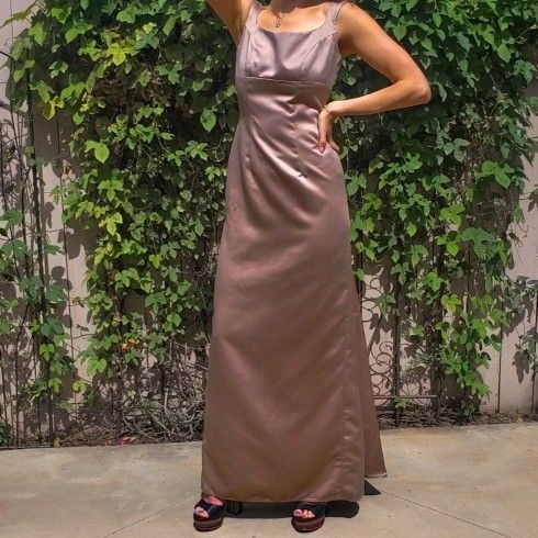 Vintage Watters and Watters Champagne Satin Bridesmaid Dress Size 2