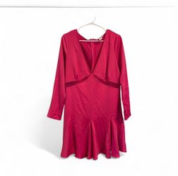 H&M Pink Long Sleeve Mini Dress Cut Out Detail Women’s Size Large