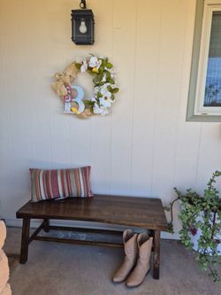 Dark Wood Farmhouse Bench