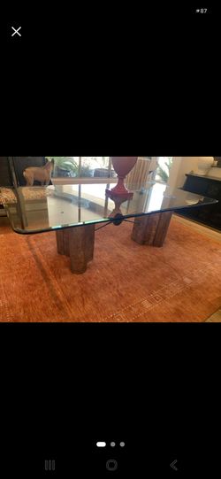 Beveled glass dining table