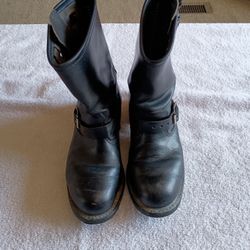 Men's Sz 7 Vintage 1980s Tapper Vulcan Leather Motorcycle Steel Toe Boots