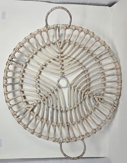 IMAX Indonesian Whitewashed Rattan Wrapped Metal Serving Tray or Decor