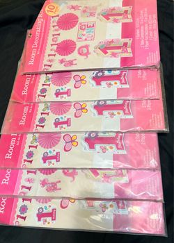 NEW 1st Birthday Pink Decorations Bundle