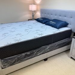 King Bed Frame + Mattress And Box 