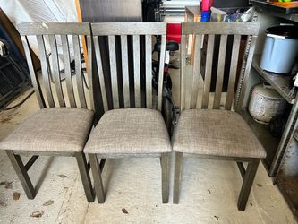 Set of 3 Gray Wood Dining Chairs