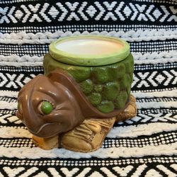 Vintage 70s Ceramic Turtle in Sneakers Planter Flower Pot Indoor Outdoor Decor