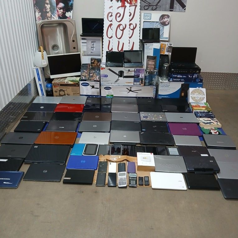 Hugh Laptop Lot Of Over 100 Laptops Tablets Cell Phones Calculators Desktops Smart Fans & More