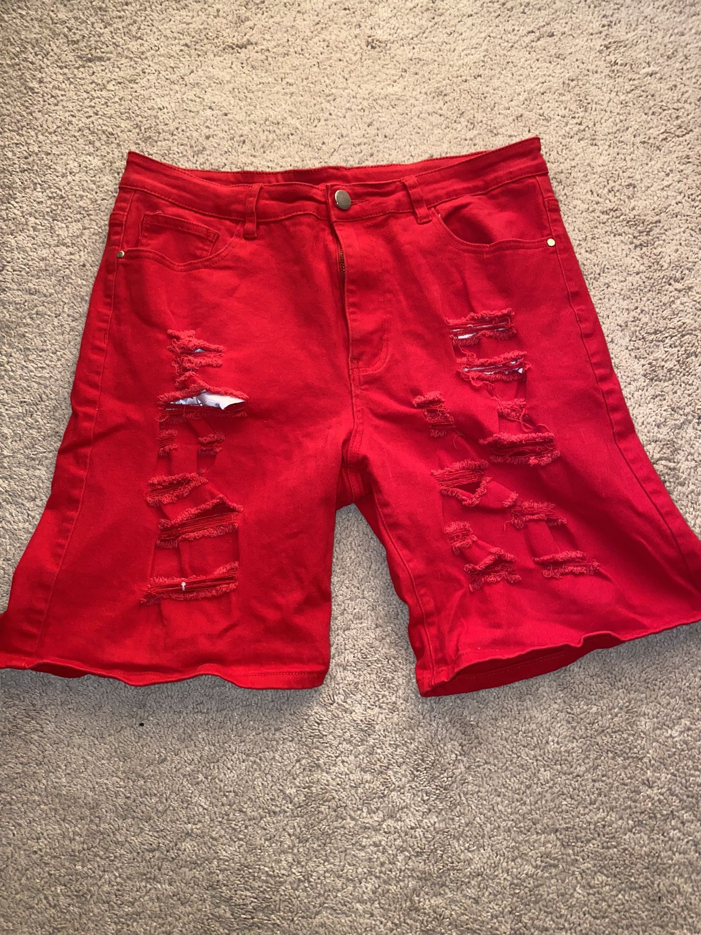Red Jean Shorts