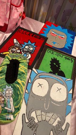 Rick and Morty paintings and slippers