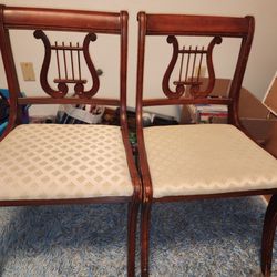 Vintage Duncan Phyfe Style Harp Back Dining Side Chairs, a Pair make offers