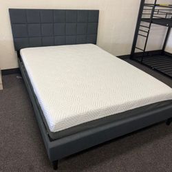 Full Size Bed Frame With Gel Memory Foam Mattress