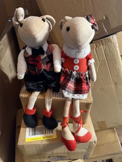 Set Of  2 Fabric Mouse, Couple In Plaid By Valerie