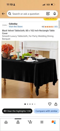 Black velvet tablecloth