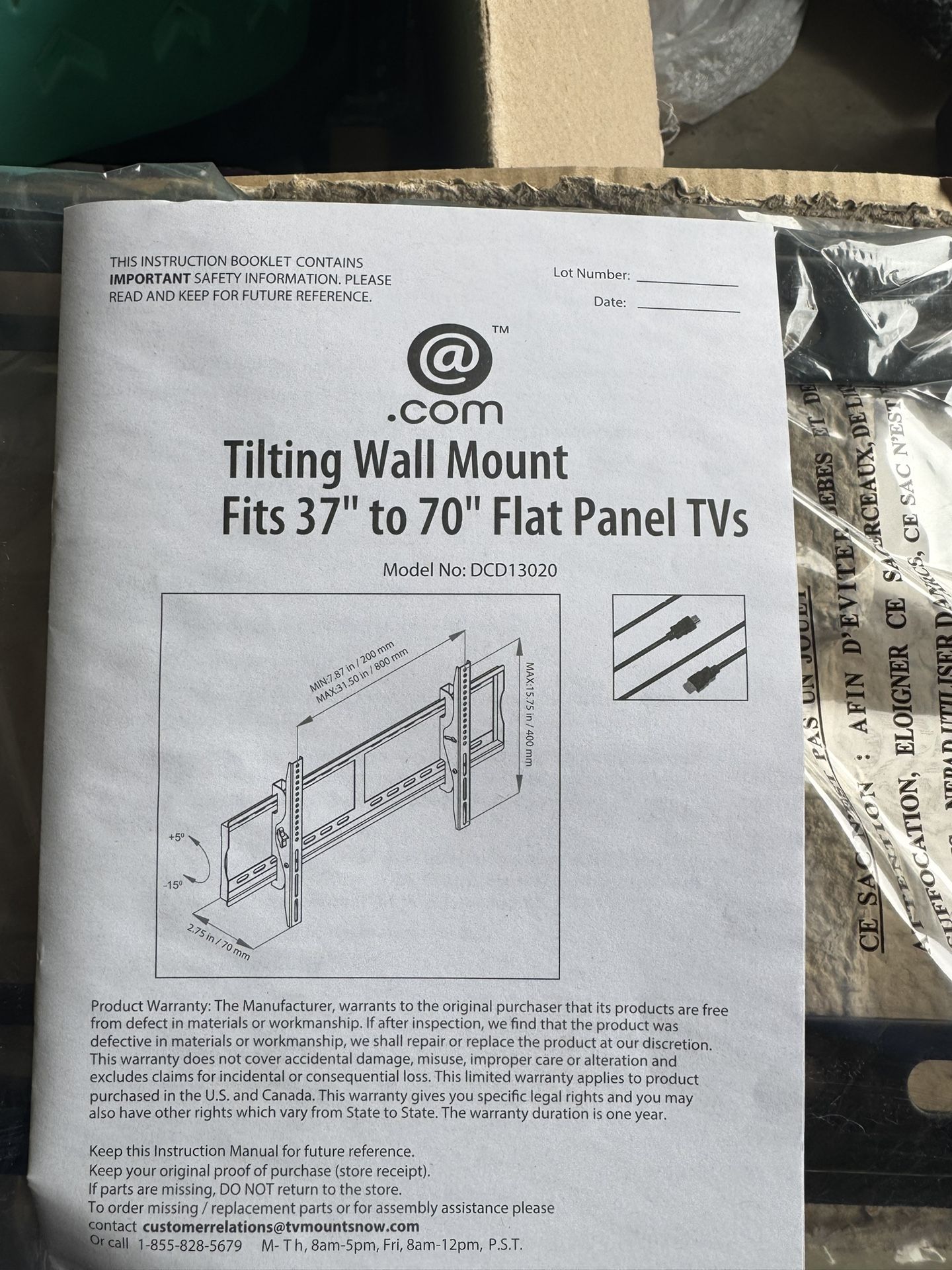 Tilting Wall Mount For TV 37-70 Inch
