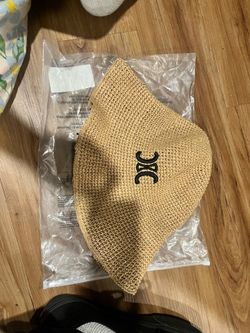 Celine Triomphe bucket hat in raffia new