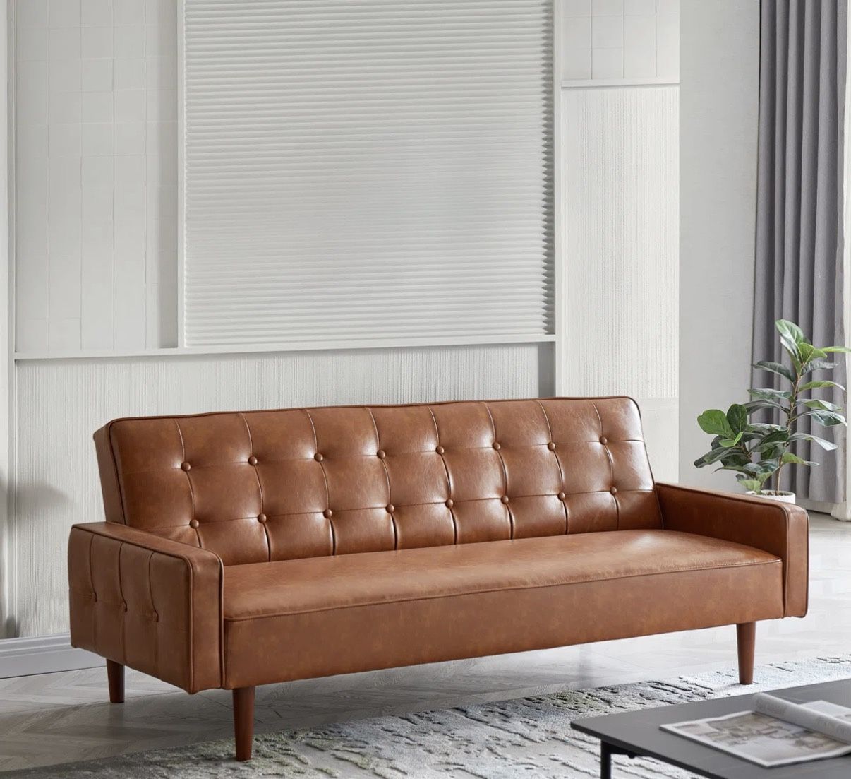 Couch Faux Leather Convertible