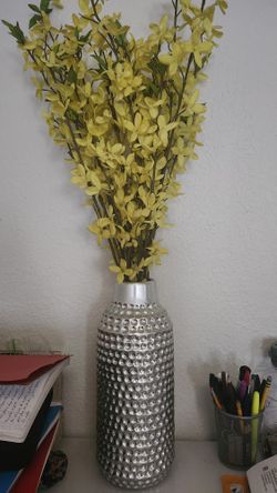 Tall Vase With Yellow Flowers.