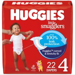Huggies Size 4 Diapers, Little Snugglers Baby Diapers, Size 4 (22-37 Lbs), 22 Count