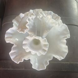 Vintage Hobnail Fenton White Epergne