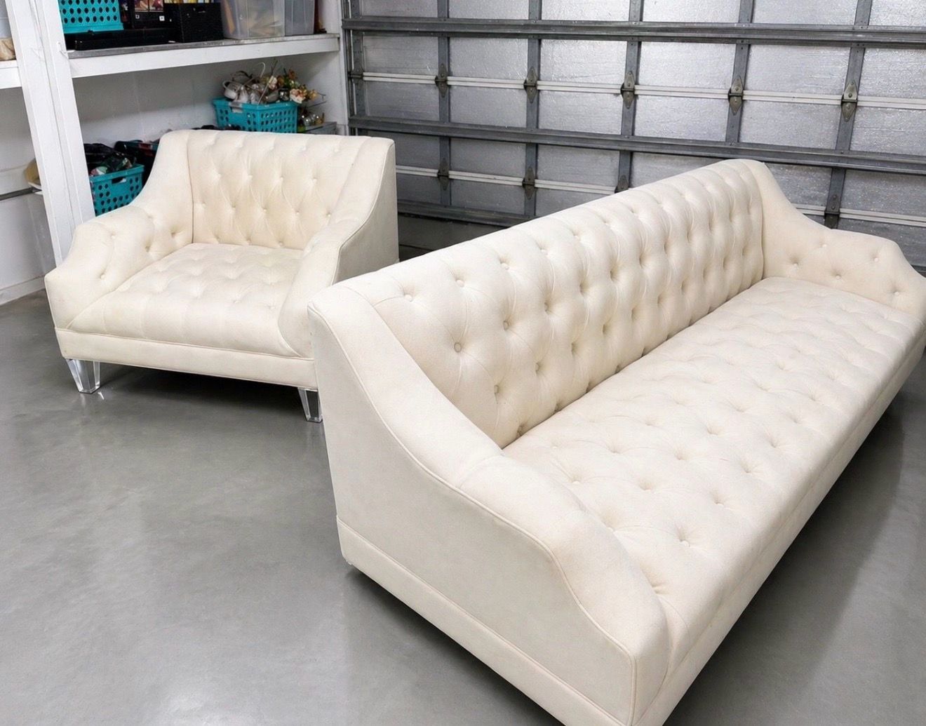 Luxury Designer Tufted Sofa + Matching Chair Set