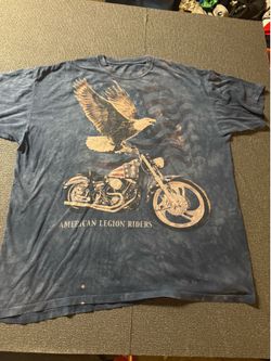 Vintage The Mountain Motorcycle Shirt Mens 2XL  Blue Eagle American Flag