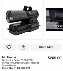 Mr. Heater Contractor Series 80,000 BTU Forced Air Kerosene/Diesel Torpedo Space Heater