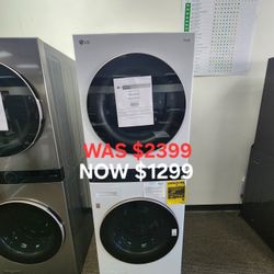 LG Washtower Stacked Smart Laundry Center 4.5 Cu. Ft. Front Load Washer And 7.4 Cu. Ftm Electric Dryer