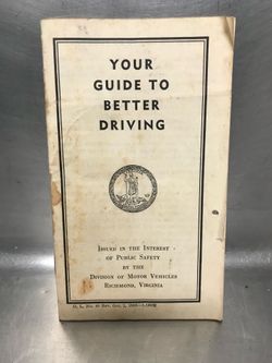 Vintage Virginia Drivers Manual Virginia Division Of Motor Vehicles Oct. 1958