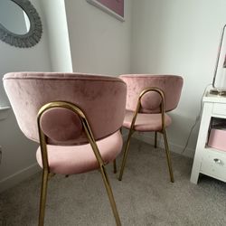 Pink Velvet Accent Chairs (Set of 2)