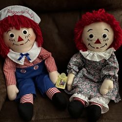 Raggedy Ann & Andy 25” Plush Dolls  $50 for Both