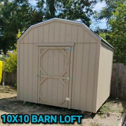 10x10 Barn Loft Shed  /Storage With 2 Exterior Wood Shelves (Read Discription For More Info) 